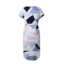 ECOWISH Sommerkleider Damen Kurzarm V-Ausschnitt Strand Blumen Kleider Abendkleid Knielang