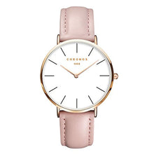 Fashion Classic Unisex Ladies Gents Watch PU Leather Strap Analogue Wrist Watches for Men Women, Pink