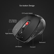 [Updated Version] Wireless Mouse, Patuoxun 2.4G USB Wireless Mice Optical PC Laptop Computer Cordless Mouse with Nano Receiver, 6 Buttons, 2400 DPI 5 Adjustment Levels for Windows Mac Macbook Linux - Super Energy Saving, Black