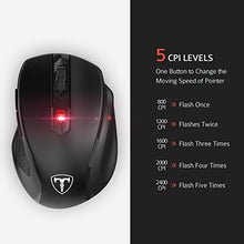 [Updated Version] Wireless Mouse, Patuoxun 2.4G USB Wireless Mice Optical PC Laptop Computer Cordless Mouse with Nano Receiver, 6 Buttons, 2400 DPI 5 Adjustment Levels for Windows Mac Macbook Linux - Super Energy Saving, Black