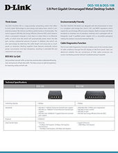 D-Link DGS-105 Switch 5 Porte Gigabit, Struttura in Metallo, Nero