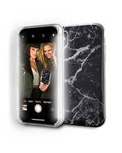 LuMee Selfie Cell Phone Case for iPhone X, Illuminated LED, The Original and Authentic Celebrity Endorsed Light Up Case - Black Marble
